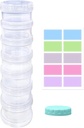 7 Day Pill Organizer Case Stackable Weekly Supplements Vitamins Pills Holder Dispenser Large Clear Transparent med Extra Lid