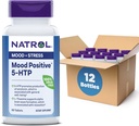 Natrol Mood Positive 5-HTP 50mg med L-Theanine, vitamin B6, vitamin B12 och folat, Kosttillskott hjälper till att stödja ett positivt humör, 50 tabletter, 25-50 dagars leverans (Pack of 12)