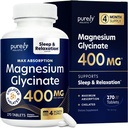 Magnesium Glycinate 400mg - 270 Magnesium tabletter (inte kapslar) - 400 mg Elemental Magnesium - Mycket biotillgänglig - Vegan och vegetarian - för förbättrad sömn, stressavlastning och krampförsvar