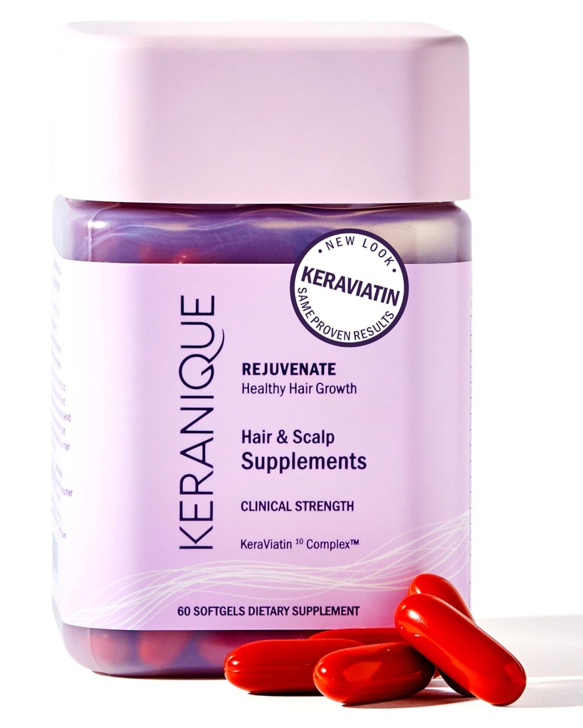 Keranique KeraViatin Hair & Scalp Health Supplement, klinisk styrka, Biotin, vitamin B, 120 Softgels-60 Count (Pack of 2)