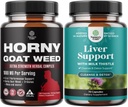 Bundle of Horny Goat Weed för män - Extra styrka Male Supplement för Stamina & Energy och Liver Cleanse Detox & Repair - Silymarin Milk Thistle med Dandelion Root Choline Beetroot Artichoke Extract