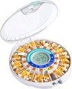 Daviky Automatic Pill Dispenser för äldre med Alarm, 28-Day Electronic Locked Pill Box, Sound & Light Reminders för medicinering, vitaminer och tillägg (Orange)