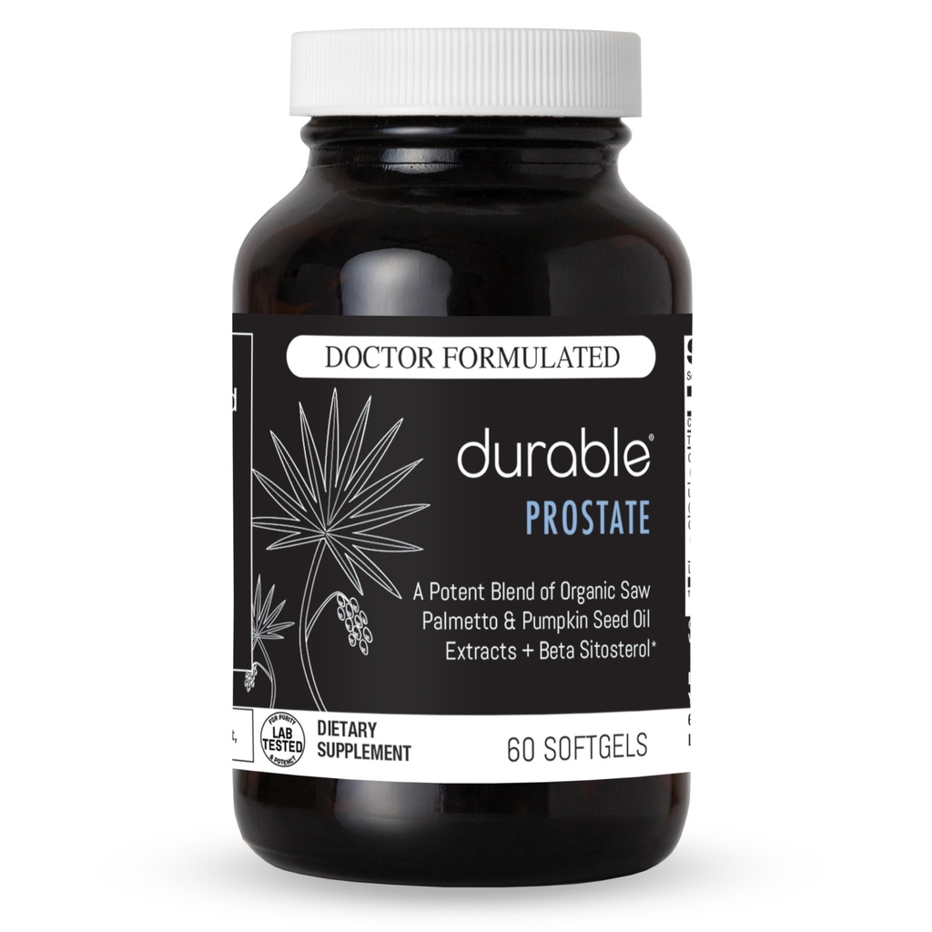 Hållbar prostata - Organisk USPlus Saw Palmetto + Beta-Sitosterol - Stöder Mäns Prostata Hälsa, Bladder Funktion & Flöde - Läkare-Formulerad, Tillverkad i USA - 30 Dag Supply (60 Softgels)