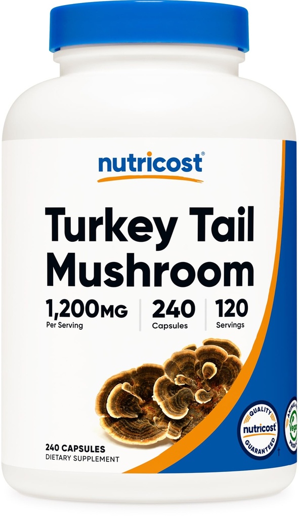 Nutricost Turkiet Tail Mushroom kapslar 1200mg, 120 portioner (240 kapslar) - Glutenfri, icke-GMO och vegetarisk vänlig