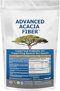 Organic Acacia Fiber Powder Prebiotic Soluble Fiber Powder Perfekt Badrum Trips, Digestion, IBS Relief, Leaky Gut Repair 24oz w/Scooper