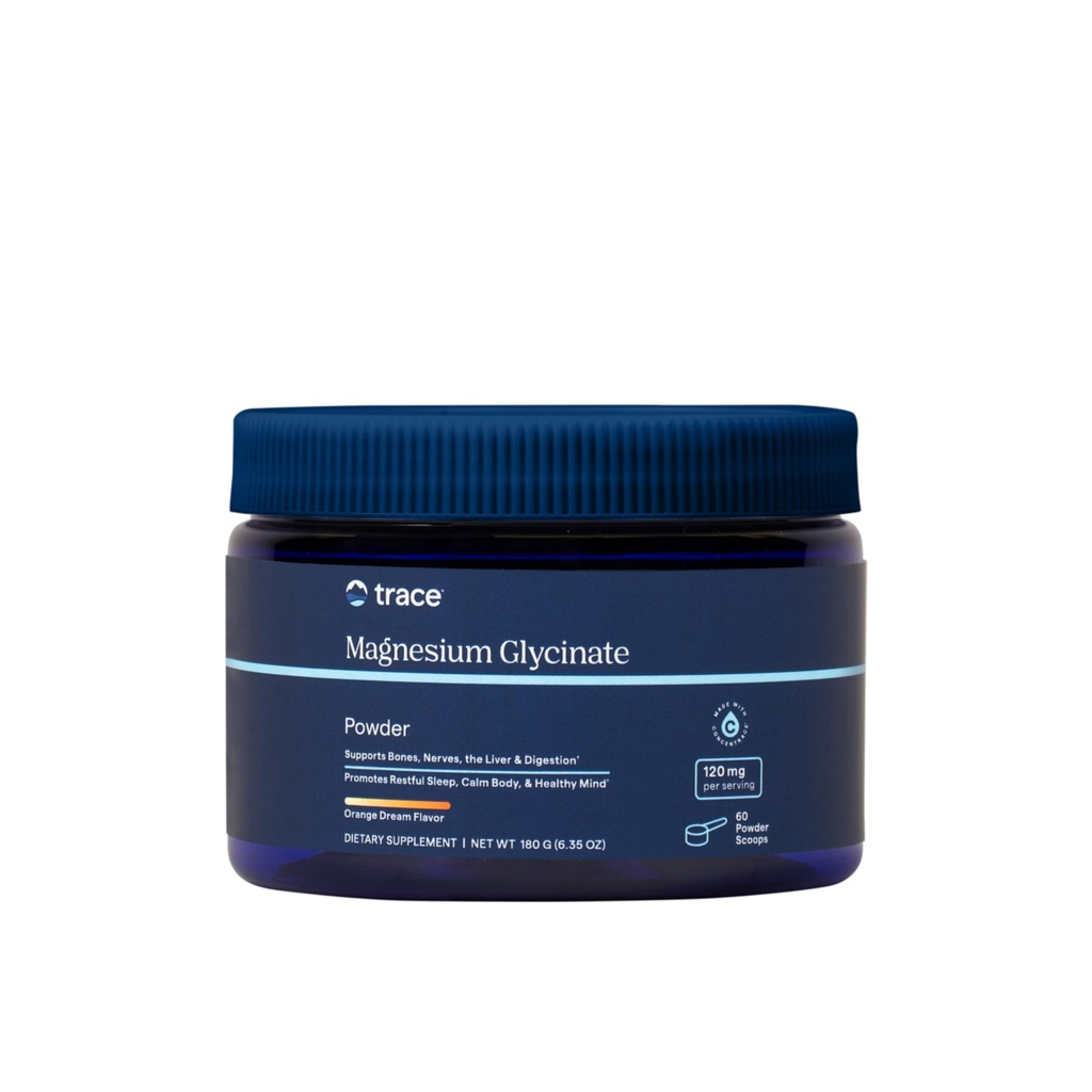 Trace Minerals Magnesium Glycinate 120mg - Drick Mix för hälsosam matsmältning & Muscles - Immunsystem Support Powder - Magnesium Supplement för att hjälpa hälsosam sömn - Orange Dream, 180g (60 portioner)