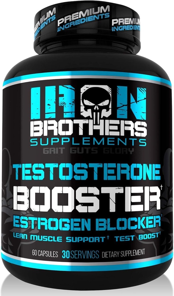 Testosterone Booster for Men with Estrogen Blocker - Natural Anti-Estrogen Supplement to Increase Libido & Strength - Boost Muscle Growth & Weight Loss - Indole 3 Carbinol & Tribulus -60 Capsules