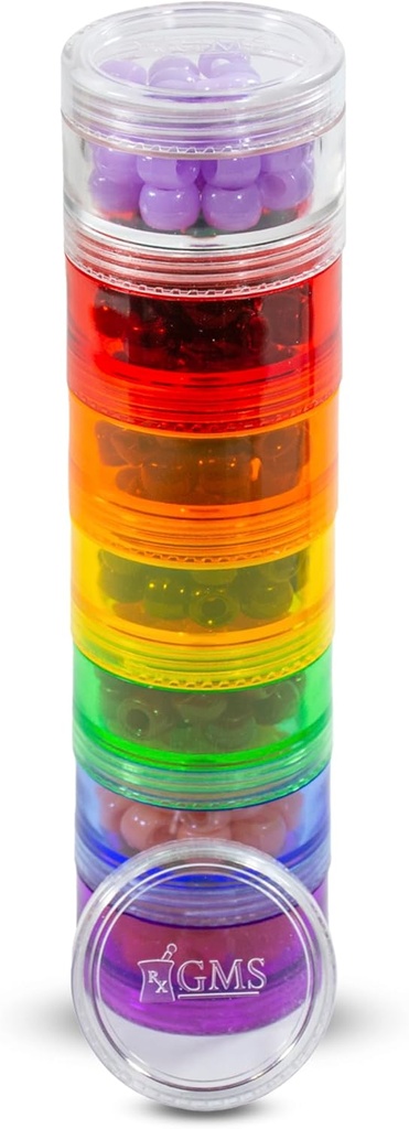 7 Day Medicine Pill Organizer - Stackable Pill Box - Passar små tabletter och vitamintillskott - Håll din dagliga medicin organiserad på ett ställe - Liten - Regnbåge