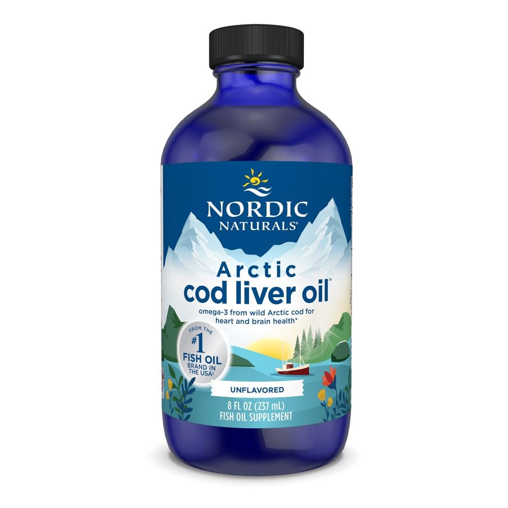 Nordic Naturals Arctic Cod Liver Oil, Unflavored - 8 oz - 1060 mg Total Omega-3s med EPA & DHA - Hjärt & Hälsa, Hälsosam immunitet, Total Wellness - Non-GMO - 48 portioner