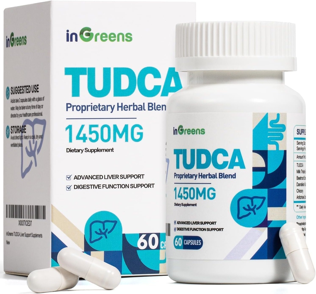 1450MG TUDCA Lever Supplement, Bile Salts Liver Support Supplement Complex, Liver Health for Liver Kidney Cleanse Detox och Repair, 60 kapslar