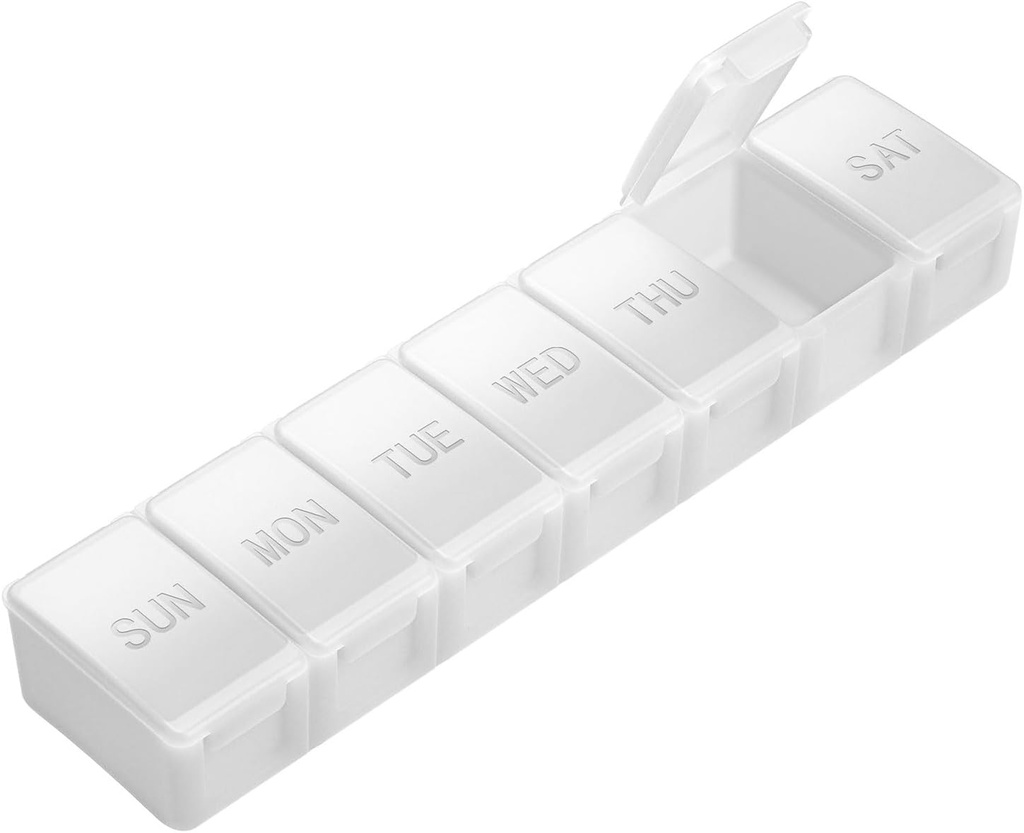Extra stor Pill Organizer Veckovis, KAPENS Daily Pill Case Box Large Capacity Compartments, 7 Day Pill Containers for Medicine Supplements Vitamin Fish Oil, White