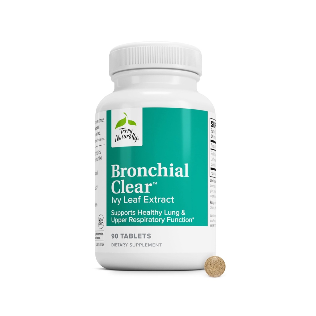 Terry Naturally Bronchial Clear - 90 tabletter - Soothing Lung & Upper Respiratory Function Support Supplement, Non-Drowsy, Non-Jittery - Non-GMO, Gluten-Free - 90 portioner
