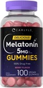 Carlyle Melatonin 5mg Gummies | 100 greve | Berry Flavor | 100% Drug Free | Non-GMO, Gluten Free Supplement