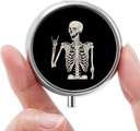 Mini Pill Box, Small Pill Box, Portable Pill Box, Cute Pill Organizer för vitaminer, mediciner, fiskolja och tillskott (Skull)
