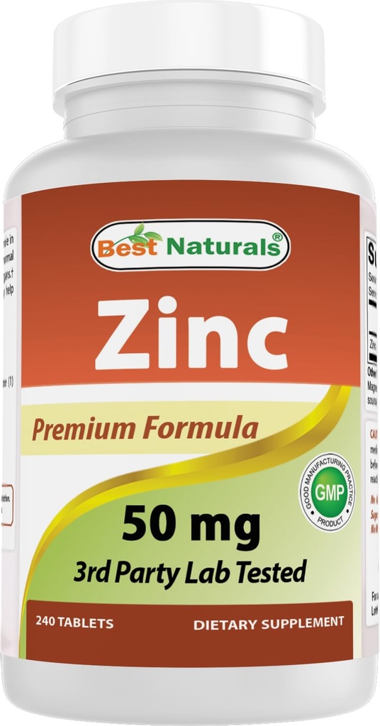 Bästa naturliga Zink Supplement som Zink Gluconate 50mg 240 tabletter - Immune Support