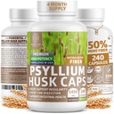 N1N Premium Psyllium Husk Capsules [All Natural,1450 MG] Kraftfullt lösligt fibertillskott för att stödja reglering och matsmältningshälsa, 240 Caps