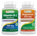 Bästa naturliga vitamin B2 (Riboflavin) 400mg & Magnesium Glycinate 425 mg