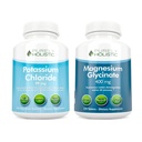 Kaliumklorid 99mg + Magnesium Glycinate 400mg - 365 + 270 tabletter - Vegetarisk bundle - Tillverkad i USA