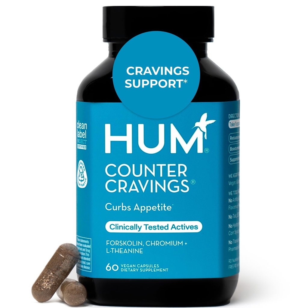 HUM Counter Cravings Chromium & L-Theanine, Appetite Support, 60 Count