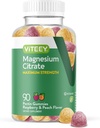 VITEEY Magnesium Gummies for Adults - 255mg of Magnesium Citrate Gummy for Calm, Sleep, Nerve & Muscle Function Support - Vegan, Gluten Free - 90 Count