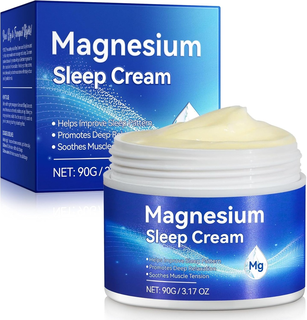 Magnesium Oil Cream for Sleep,Magnesium Body Butter - Support for Sleep, Leg Cramps, Joint Support, & Muscle Soreness-Fast Absorption-Nighttime Magnesium Cream 3 fl oz