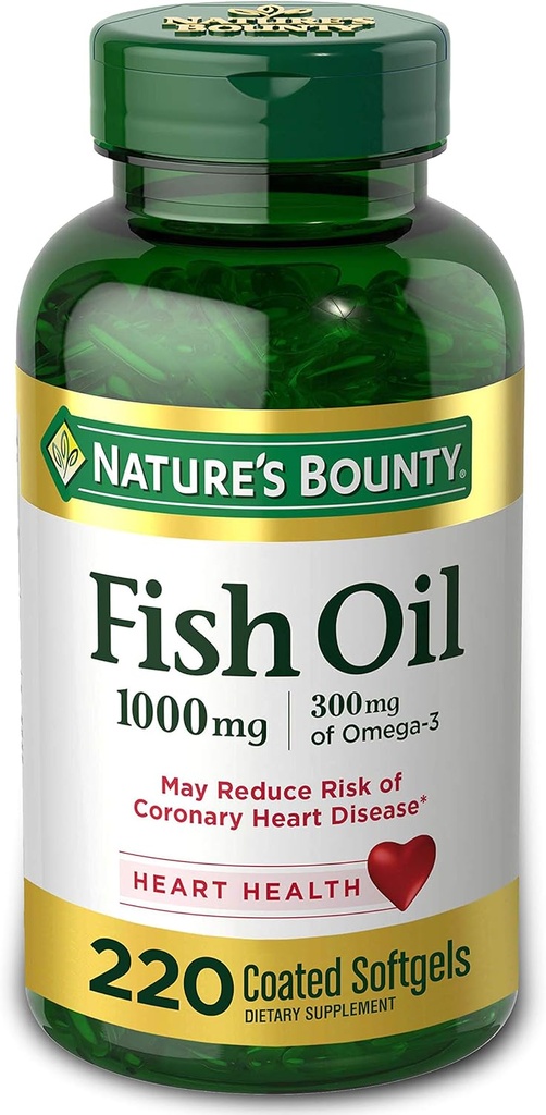 Naturens Bounty Fish Oil 1000 mg Belagda Softgels, 220 greve