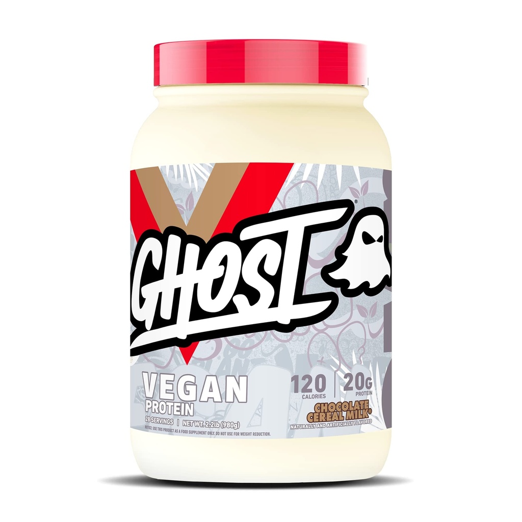 GHOST Vegan Protein Powder, Chocolate Cereal Milk - 2lb, 20g Protein - Plant-Based Pea & Organic Pumpkin Protein - Post Workout & Nutrition Shakes, Smoothies och Baking - Soy & Gluten-Free