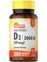 Sundance High Potency D3 2000 IE | 200 Quick Release Softgels | Vitamin Formel | Non-GMO och Gluten Free Supplement
