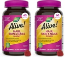 Naturens väg levande! Hår, Skin & Nails Gummies, Advanced Beauty Formel*, med Biotin och Collagen, Strawberry Flavored, 60 Gummies (Packaging May Vary) (Pack of 2)