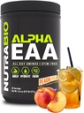 NutraBio Alpha EAA - All-Day Aminosyror för muskeltillväxt och hydrering - Väsentliga aminosyror med nootropics & Adaptogener - Full Spectrum EAA BCAA Powder - 30 portioner - Peach Tea
