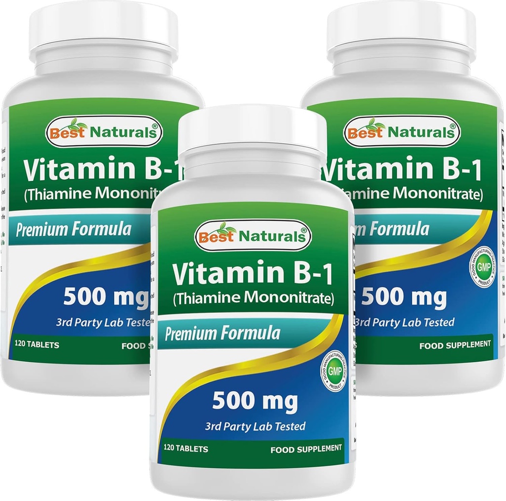Bästa naturliga vitamin B1 som tiamin Mononitrate 500 mg 120 tabletter (120 greve 3)