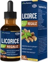 Licorice Root Extract Drops för Digestive Health, Natural Herbal Bloating Relief och Immune Support Liquid Tincture Supplement med Dandelion, Peppermint, Ginger. extrato de Regaliz. 2oz