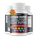 Cayenne Pepper Turmeric Odorless Garlic Cinnamon Fenugreek Citrus Bergamot Artichoke Blueberry Green Tea Black Pepper -150 kapslar - Made in USA