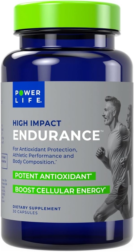 POWERLIFE High Impact Endurance Astaxanthin och ElevATP Athletic Performance Support Supplement, 30 kapslar