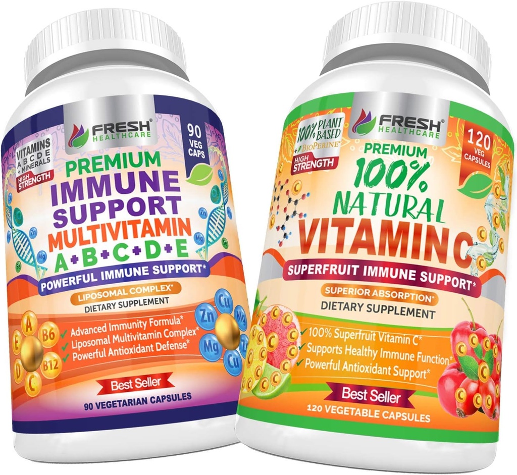 FRESH HEALTHCARE Immune Multivitamin och naturlig vitamin C - Bundle