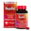 MegaRed Antarctic Krill Oil 750mg, Omega 3 Fatty Acid Supplement, Ultra Concentrate EPA & DHA Softgels, Antioxidant Astaxanthin, Heart Health Supplement med No Fish Oil Aftertaste, 80ct