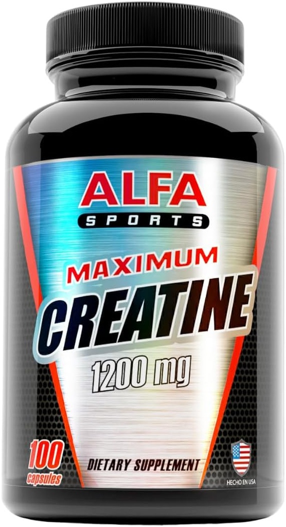 ALFA VITAMINS Maximal Kreatin Monohydrat 1200 Mg 100 kapslar. Muskelmassa - Muskeltillväxt - Post Workout Recovery. Minskar effekterna av mjölksyra
