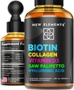 Liquid Biotin för hårtillväxt Kvinnor & Män 10000mcg | Biotin och Collagen Supplements med Saw Palmetto & Hyaluronic Acid | Biotin Drops för hårtillväxt med vitamin D3 för hår hud och naglar