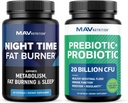 MAV NUTRITION Night Time Fat Burner Capsules och Probiotic & Prebiotic Capsules | Övernattning Metabolism Booster för Stomach Fat Burning Gut Health Support | Omfattande Digestive Wellness