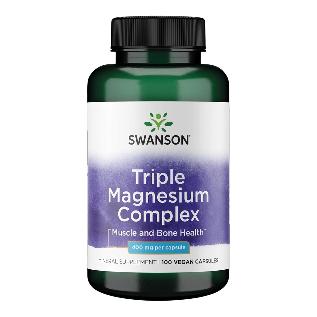 Swanson Triple Magnesium Komplex - 100 kapslar, 400 mg Varje