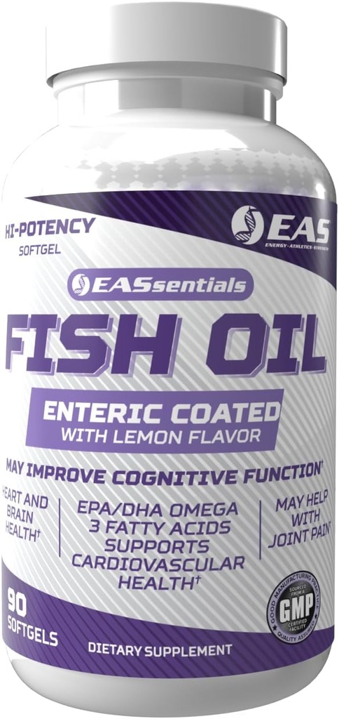 Experimentella och tillämpade vetenskaper hög styrka fiskolja | EPA + DHA Omega-3s fettsyror för hjärt- och hjärnhälsa | Glutenfri, icke GMO | Enteric Coated med citron smak | 90 Softgels