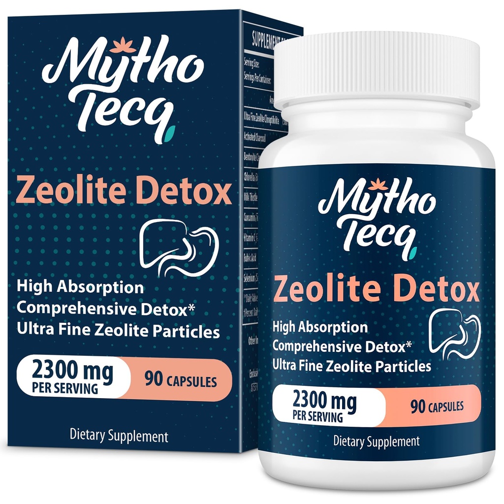 2300 MG Zeolite Detox Capsules - Aktiverad Charcoal & Bentonite Clay, mycket Absorbable Full Body, Liver & Gut Cleanse, Zeolite Clinoptilolite (90 kapslar)