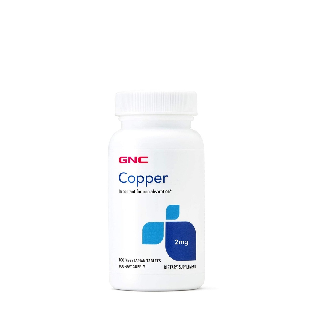 GNC Copper 2mg, viktigt för järnabsorption, 100 greve