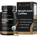 100% Organic Mushroom Coffee Capsules - Natural Energy Supplement med 130 mg koffein från kliniskt beprövade gröna kaffebönor och Guayusa extrakt för Jitter-Free Energy & Focus (30 portioner)