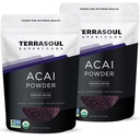Terrasoul Superfoods Organic Acai Berry Powder, 4 Oz (Pack of 2), Freeze-Dried for Freshness, Omega Fats Boost for Smoothie Bowls, and Antioxidant-Packed Superfoods Recipes