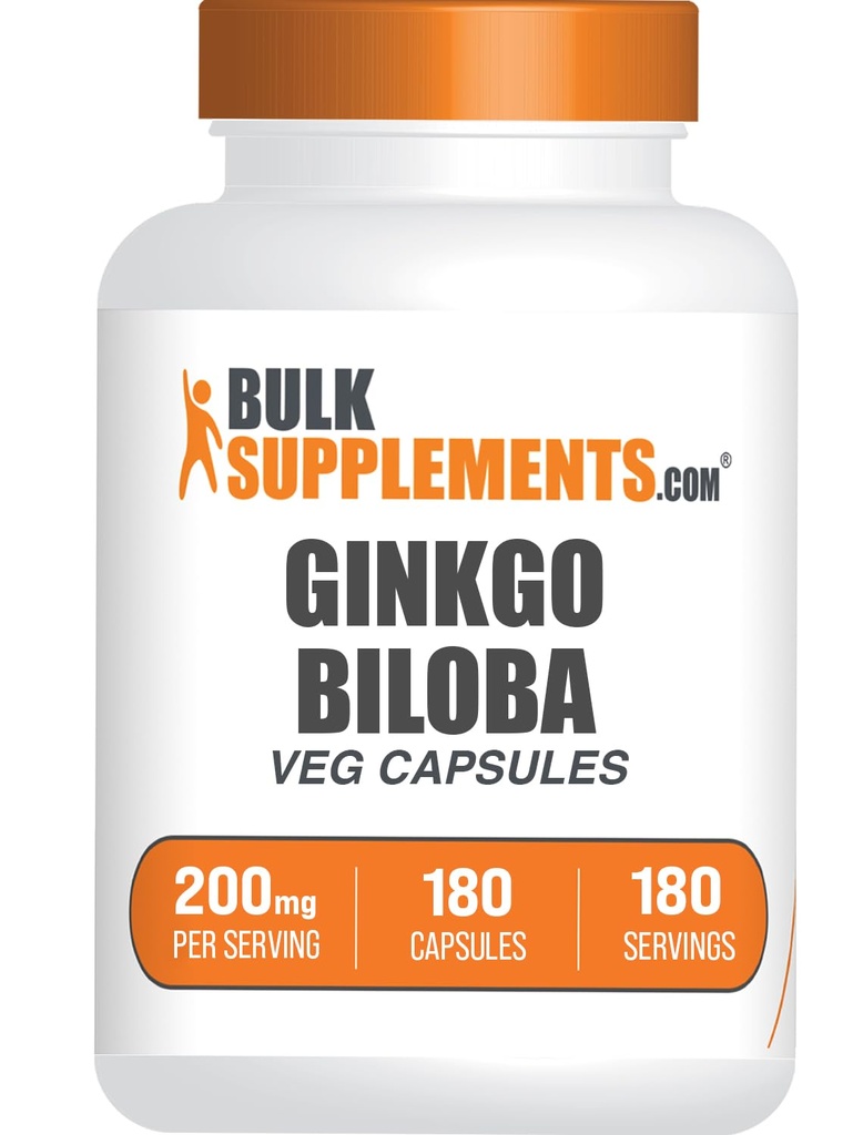BulkSupplements.comginkgo Biloba Extract Capsules - Ginkgo Biloba Sourced from Leaves, Herbal Supplement - Vegan, 1 kapsel per servering, 180 greve (Pack av 1)