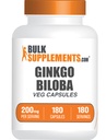 BulkSupplements.comginkgo Biloba Extract Capsules - Ginkgo Biloba Sourced from Leaves, Herbal Supplement - Vegan, 1 kapsel per servering, 180 greve (Pack av 1)