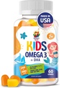 Omega 3 Gummies för barn och vuxna - 60 Chewable Gummies - No Fish Oil Vegan Omega 3 6 9 DHA Gummy Supplement