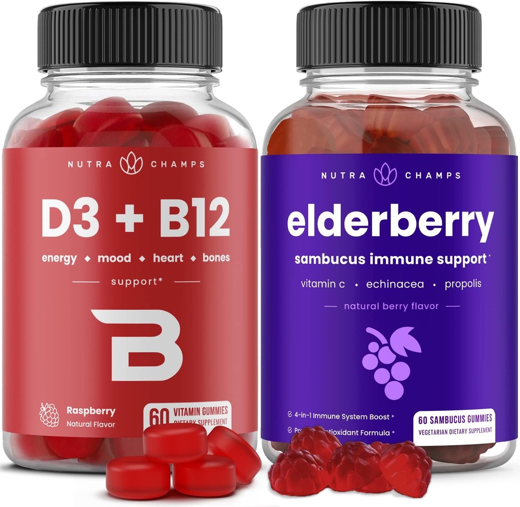 NutraChamps Vitamin B12 Gummies och Elderberry Gummies Bundle