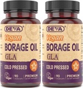 DEVA Vegan Vitaminer, Borage Oil 500mg, källa till Omega-6 Fatty Acid GLA (Gamma linolenic Acid), Cold-Pressed & Unrefined, 90 tabletter (Pack of 2)